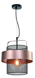 Fiba závěsná lampa černá 1x40W E27 měděný černý difuzor