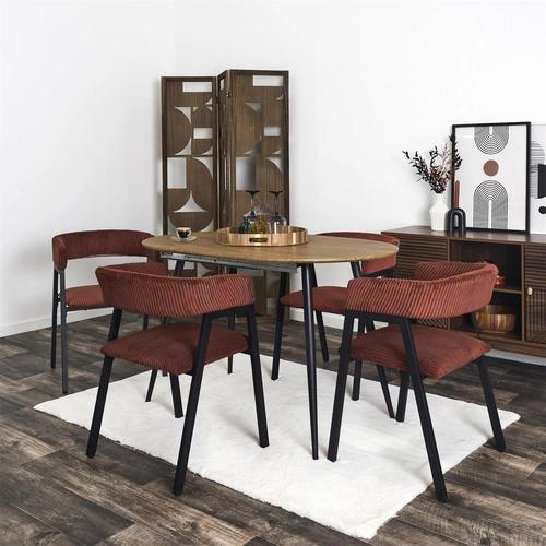 Čalouněná jídelní židle Scott Intesi s područkami, manšestr terakota, loft