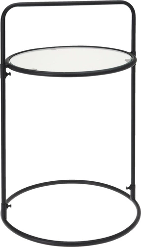 Efin kulatý konferenční stolek se skleněnou deskou na černé kovové podnoži moderní do obýváku