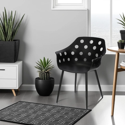 Jídelní židle Sajt Intesi černá moderní s područkami z plastu a kovu