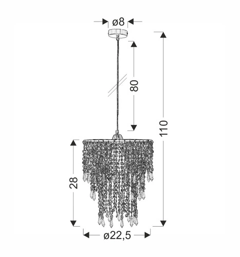 Chromovaná závěsná lampa Rina 1x60W E27
