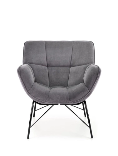 Relaxační křeslo Bolton sametové šedé do obýváku moderní s područkami Intesi