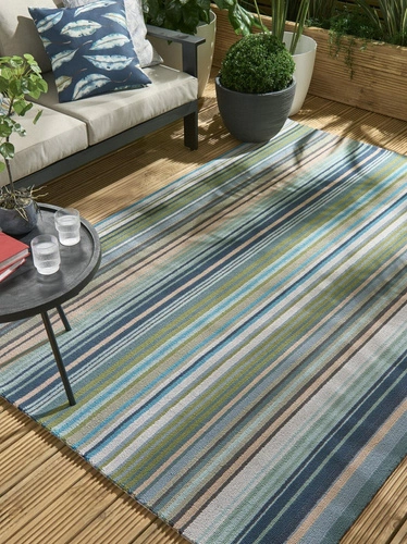 Venkovní koberec Spectro Stripes Emerald Marine Rust 140x200cm