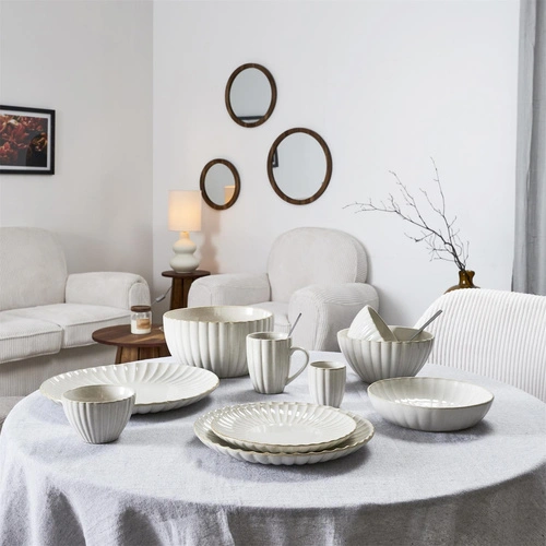 Intesi Vlora talíř na večeři 27 cm béžový keramický do jídelny