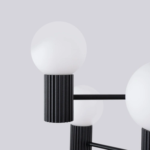 Moderní černý lustr HALO 6 stropní svítidlo do obýváku a jídelny hliník