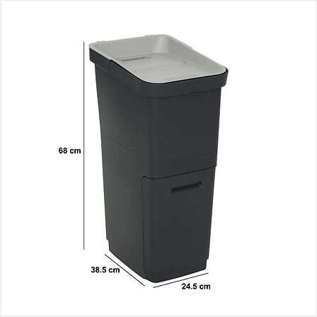 Třídicí odpadkový koš 36L Slow černý šedý plastový do kuchyně a kanceláře 5five