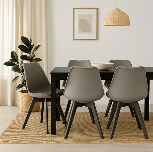 Jídelní židle Norden Cross šedá čalouněná ekokůže dřevěná moderní Intesi