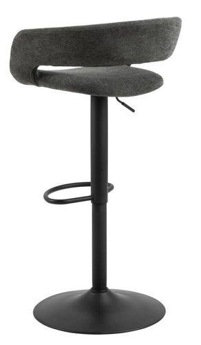 Barová židle Grace tmavě šedý samet s opěrkou a područkami, výškově nastavitelná do kuchyně Actona