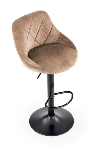 Barová židle Nang sametová béžová otočná s opěrkou výškově nastavitelná do kuchyně a k ostrůvku moderní Intesi