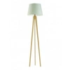 Stojací lampa Curacao moderní s mátovým stínidlem a dubovým trojnožkou do obýváku