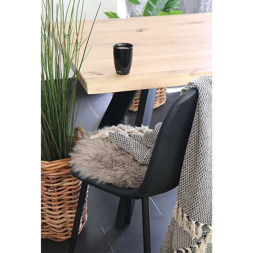 Kulatý polštář na židli z jehněčí kožešiny House Nordic šedý 35 cm