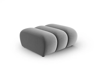 Šedý velurový čtvercový taburet Lupine do obýváku a ložnice voděodolný glamour 87x90 cm