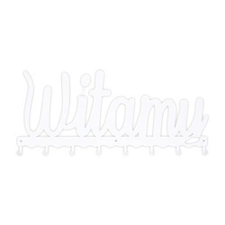 Bílý moderní kovový nástěnný věšák do předsíně Intesi 8 háčků