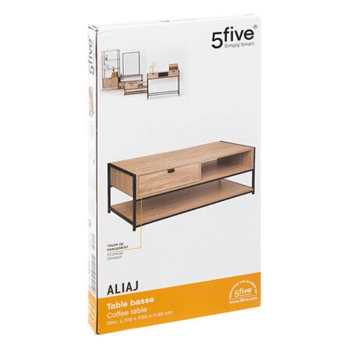 Konferenční stolek Aliaj obdélníkový se zásuvkou loftový dřevěný do obýváku 100x40 cm 5five