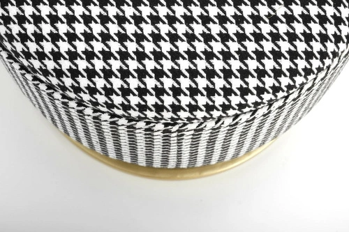 Čalouněná lavice Edessa s úložným prostorem do předsíně v pepitovém vzoru glamour na zlatých nohách