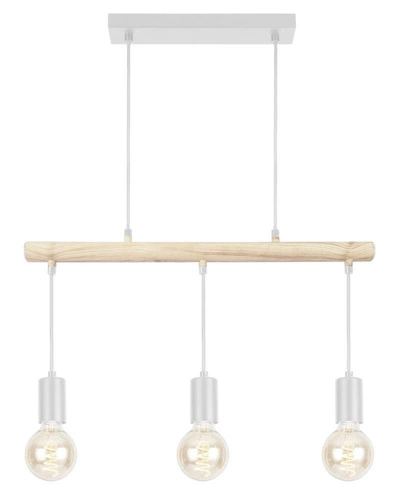 Závěsné svítidlo Izzy bílé dřevěné 3bodové moderní do obýváku a jídelny