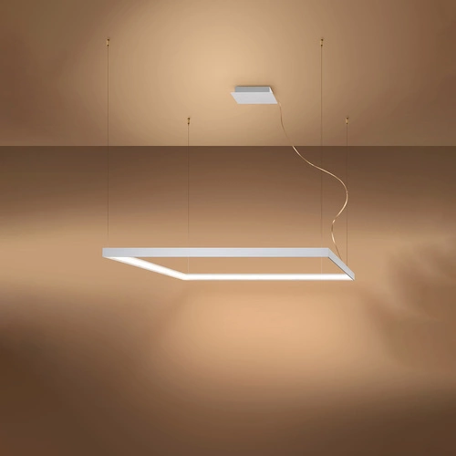 LED lustr Nelya L bílý moderní čtvercový do obýváku a nad stůl 110 cm Thoro