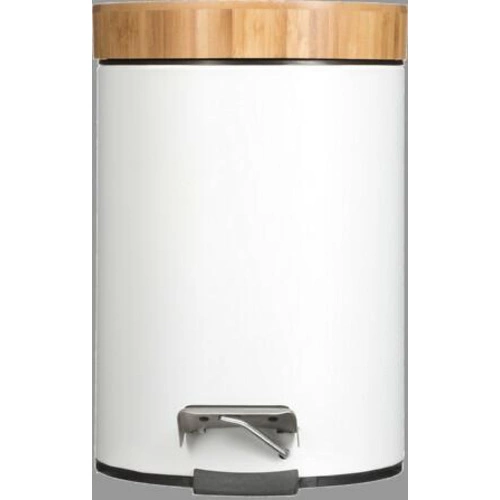Koupelnový odpadkový koš Natureo 3 l bílý s bambusovým víkem a pedálem 5five