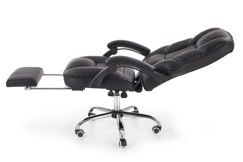 Ergonomická kancelářská židle Nalvi černá s podnožkou kožená otočná do kanceláře