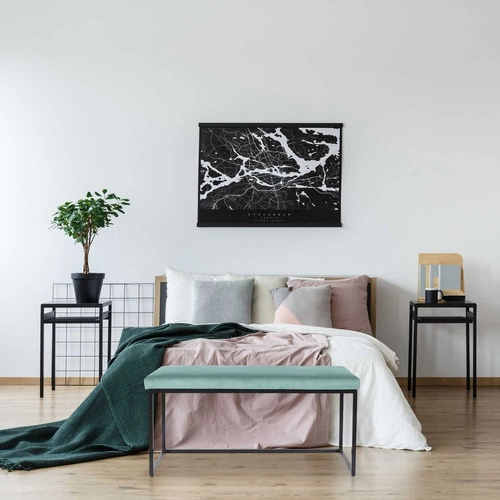 Čalouněná lavice Donore modrá glamour do předsíně sametová na černých nohách