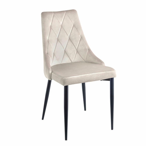 Čalouněná židle Loretta velvet béžová do jídelny a obýváku moderní na černých nohách Intesi