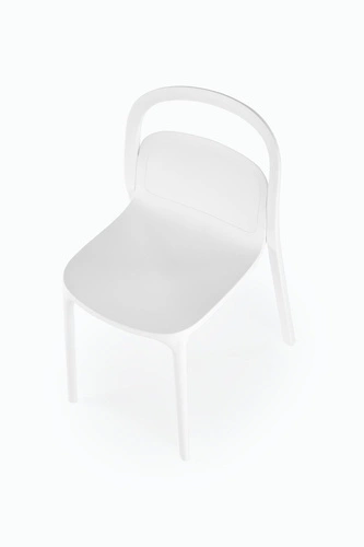 Bílá moderní židle Maud Intesi z plastu do jídelny a na zahradu, snadno stohovatelná