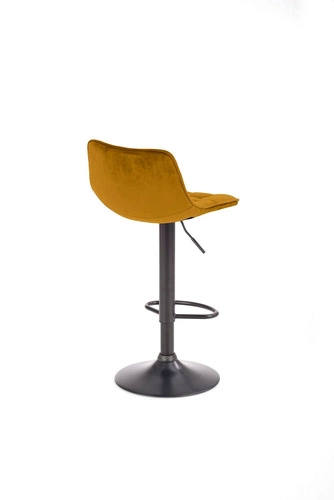 Barová židle Plaid sametová hořčicová s opěrkou výškově nastavitelná otočná moderní do kuchyně Intesi