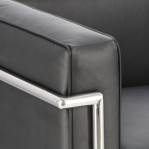 Relaxační křeslo Kubik černá pravá kůže moderní do obýváku inspirované LC2