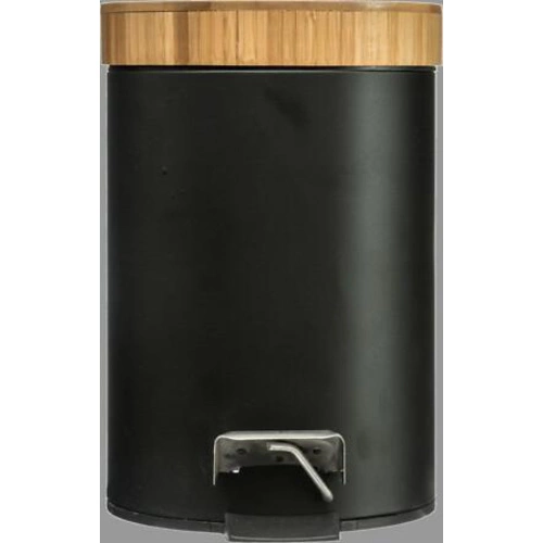 Koupelnový odpadkový koš Natureo 3l černý s pedálem bambusové víko 5five