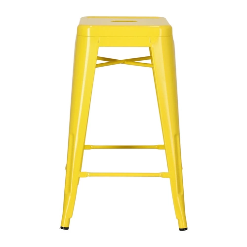 Barová stolička Paris 66 cm žlutá kovová bez opěradla industriální k kuchyňskému ostrůvku inspirovaná Tolix