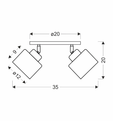 Moderní stropní svítidlo Wama černé kovové nastavitelné do obýváku a ložnice 35 cm