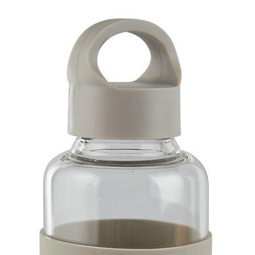 Skleněná láhev 500 ml s béžovým obalem 5five simply smart na vodu do práce i na cvičení