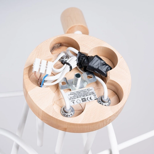 Stropní lustr EMBER 5 bílý minimalistický s dřevem do obýváku a jídelny 61 cm