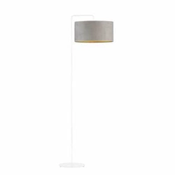 Stojací lampa do obýváku BOLIVIA GOLD šedý samet moderní s textilním stínidlem glamour Lysne