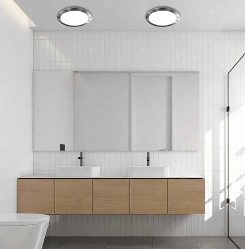 Stropní svítidlo do koupelny a kuchyně Aquila 18 cm moderní skleněné kulaté IP44 bílé nikl