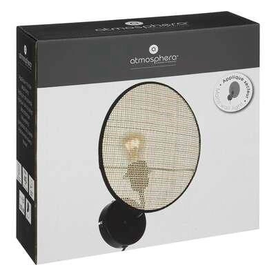 Nástěnná lampa Olme boho černá ratanová s vypínačem do ložnice a obýváku Atmosphera