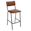 Kožený barový stoliček Dario Atmosphera hnědý s opěrkou loftový do kuchyně a jídelny 75 cm