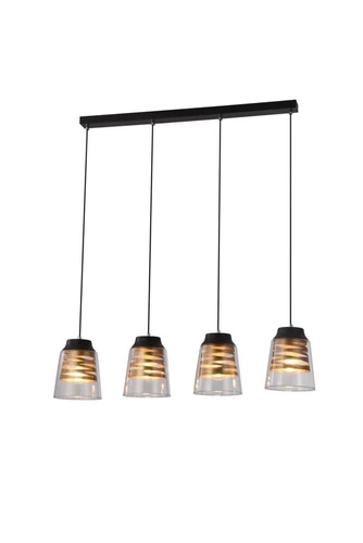 Závěsná lampa Fresno černá 4x60W E27 čiré stínítko