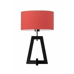 Noční lampička Clio glamour s červeným stínidlem a ebenovým dřevěným podstavcem do ložnice