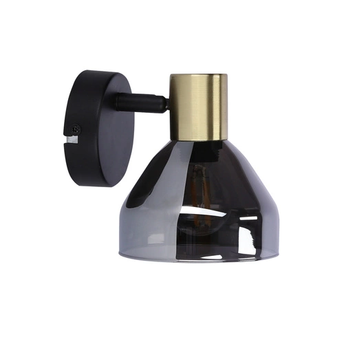 Nástěnné svítidlo Gregory moderní černé s kouřovým sklem do obývacího pokoje a ložnice CANDELLUX