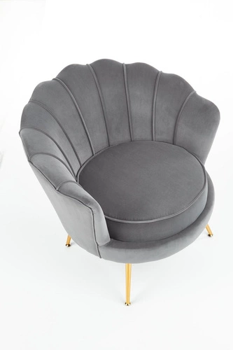 Křeslo mušle Florencie šedý samet glamour do obýváku Intesi moderní s područkami