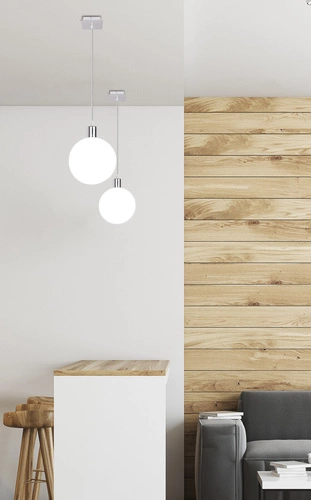 Závěsné svítidlo koule Oden moderní bílé skleněné do obýváku a ložnice 15 cm