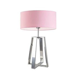 Noční lampička Thor moderní s látkovým stínidlem světle růžová stříbrný kov 61 cm