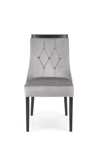 Jídelní židle Andre šedá čalouněná sametem s dřevěnými nohami Intesi