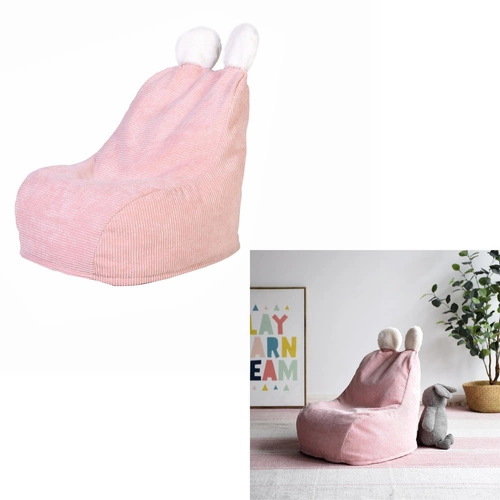 Dětský taburet Lievre růžový manšestrový s oušky do dětského pokoje moderní 55 cm