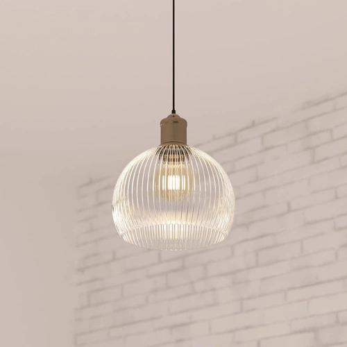 Závěsné skleněné svítidlo koule Laye, průhledné, výškově nastavitelné do obýváku a jídelny Atmosphera