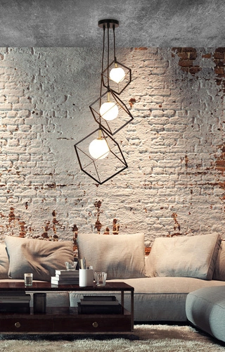 Závěsné svítidlo Weert trojité černé zlaté moderní do jídelny a obývacího pokoje Ledea