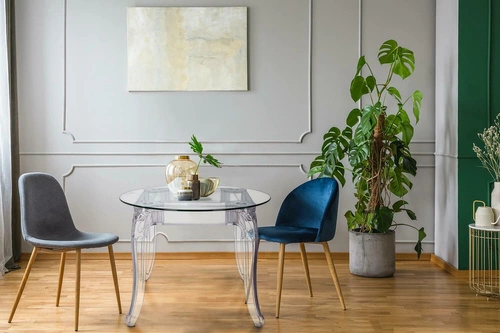 Skleněný čtvercový stůl transparentní Ghost 80x80 moderní do jídelny a obývacího pokoje Intesi