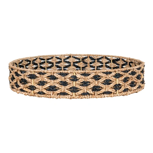 Dekorační kulatý podnos Nerja 38 cm boho z mořské trávy, přírodní