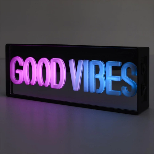 Moderní LED noční lampička neon Good Vibes Intesi černo-bílá do ložnice nebo obýváku